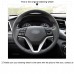 111Loncky Car Custom Fit OEM Black Genuine Leather Steering Wheel Cover for Hyundai Tucson 3 2015 2016 2017 2018 2019 Interior Accessories 