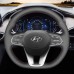 Loncky Auto Custom Fit OEM Black Genuine Leather Car Steering Wheel Cover for Hyundai Santa Fe 2019 2020 Accessories