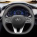 111Loncky Auto Custom Fit OEM Black Genuine Leather Car Steering Wheel Cover for Hyundai Santa Fe 2019 2020 Accessories