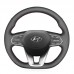 111Loncky Auto Custom Fit OEM Black Genuine Leather Car Steering Wheel Cover for Hyundai Santa Fe 2019 2020 Accessories