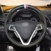 111Loncky Auto Custom Fit OEM Black Genuine Leather Black Suede Steering Wheel Covers for Hyundai Veloster 2011 2012 2013 2014 2015 2016 2017 2018 Accessories