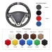 Loncky Auto Custom Fit OEM Black Genuine Leather Black Suede Steering Wheel Covers for Hyundai Veloster 2011 2012 2013 2014 2015 2016 2017 2018 Accessories
