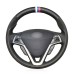 111Loncky Auto Custom Fit OEM Black Genuine Leather Black Suede Steering Wheel Covers for Hyundai Veloster 2011 2012 2013 2014 2015 2016 2017 2018 Accessories