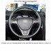 111Loncky Car Custom Fit Black Genuine Leather  Steering Wheel Cover for 2010 2011 2012 2013 2014 2015 2016 Hyundai Genesis Coupe 2D Interior Accessories