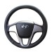 111Loncky Auto Custom Fit OEM Black Genuine Leather Car Steering Wheel Cover for Hyundai Solaris Verna 2010 2011 2012 2013 2014 2015 2016 i20 2009-2015 Accent 2012-2017