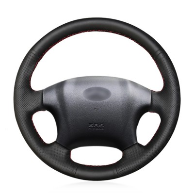 Loncky Car Custom Fit Hand Sewing Black Genuine Leather Car Steering Wheel Cover for Hyundai Tucson 2006 2007 2008 2009 2010 2011 2012 2013 2014 Hyundai Tucson Accessories 