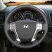 111Loncky Auto Custom Fit OEM Black Genuine Leather Car Steering Wheel Cover for Hyundai Veracruz 2007 2008 2009 2010 2011 2012 Hyundai IX55 2007 2008 2009 2010 2011 2012 Accessories 