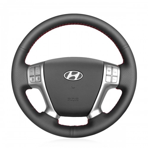 Loncky Auto Custom Fit OEM Black Genuine Leather Car Steering Wheel Cover for Hyundai Veracruz 2007 2008 2009 2010 2011 2012 Hyundai IX55 2007 2008 2009 2010 2011 2012 Accessories 