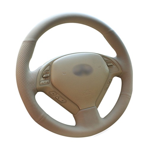Loncky Auto Custom Fit OEM Beige Genuine Car Steering Wheel Cover for Infiniti G37 / Infiniti G35 / Infiniti EX35 / Infiniti EX25 / Infiniti EX37 / Infiniti Q60 / Infiniti QX50 / Infiniti Q40 / Infiniti IPL G Accessories