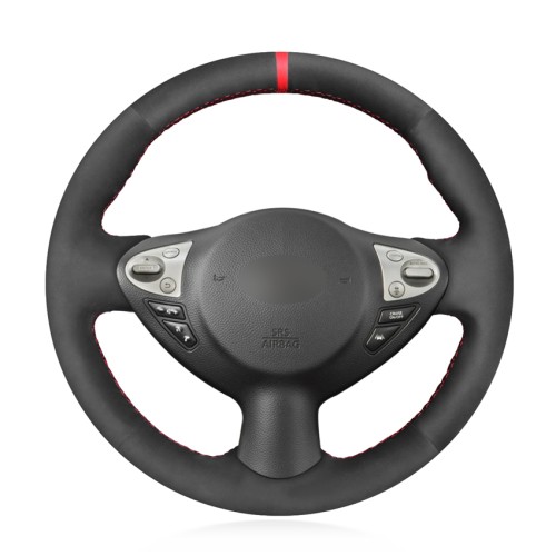 Loncky Auto Custom Fit OEM Black Suede Leather Car Steering Wheel Cover for Nissan Juke 370Z Sentra SV Maxima Infiniti FX35 FX37 FX50 QX70 Accessories