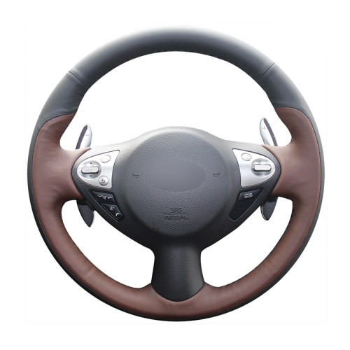 Loncky Auto Custom Fit OEM Palm Red Black Genuine Leather Car Steering Wheel Cover for Nissan Juke 370Z Sentra SV Maxima Infiniti FX35 FX37 FX50 QX70 Accessories