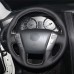 111Loncky Auto Custom Fit OEM Black Genuine Leather Car Steering Wheel Cover for Nissan Patrol 2011-2017 Armada 2013-2019 NV Cargo NV Passenger (US) 2012-2018 Titan 2013-2018 Infiniti QX56 2011-2013 QX80 2014-2019
