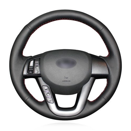Loncky Auto Custom Fit OEM Black Genuine Leather Steering Wheel Covers for Kia K5 2011 2012 2013 Kia Optima Accessories
