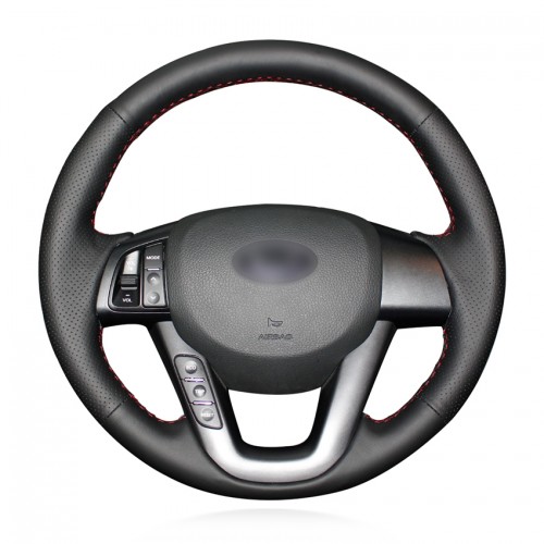 Loncky Auto Custom Fit OEM Black Genuine Leather Steering Wheel Covers for Kia K5 2011 2012 2013 Kia Optima Accessories