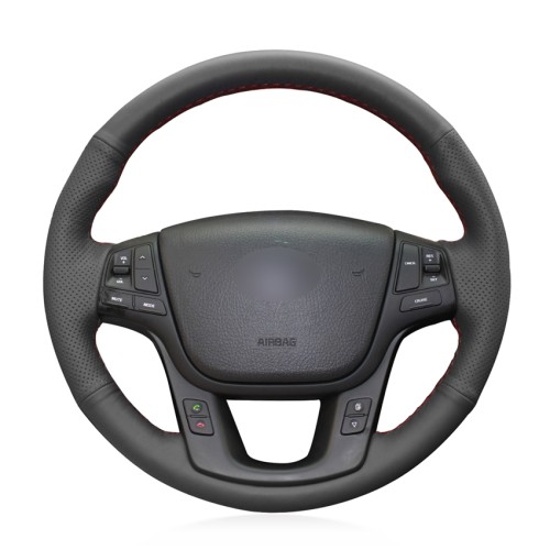 Loncky Auto Custom Fit OEM Black Genuine Leather Steering Wheel Covers for Kia Sorento 2009 2010 2011 2012 2013 2014 Kia Cadenza K7 2011-2015 Accessories