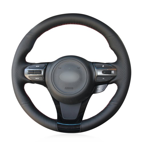 Loncky Auto Custom Fit OEM Black Genuine Leather Steering Wheel Covers for Kia K5 2014-2015 Kia Optima 2014-2015 Accessories