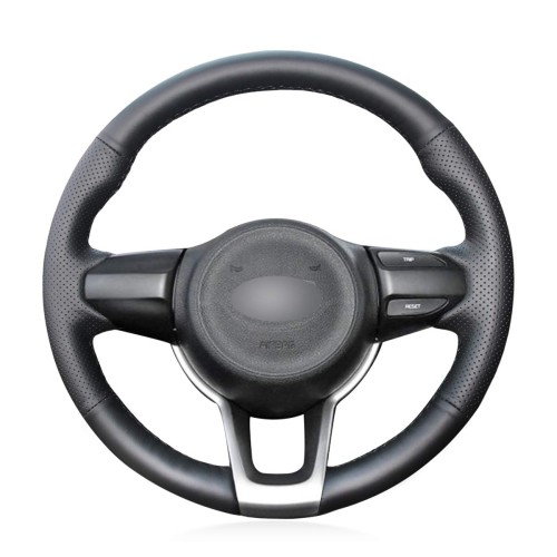 Loncky Auto Custom Fit OEM Black Genuine Leather Steering Wheel Covers for Kia Rio 2017-2019 Rio5 2019 K2 2017-2019 Picanto Morning Accessories