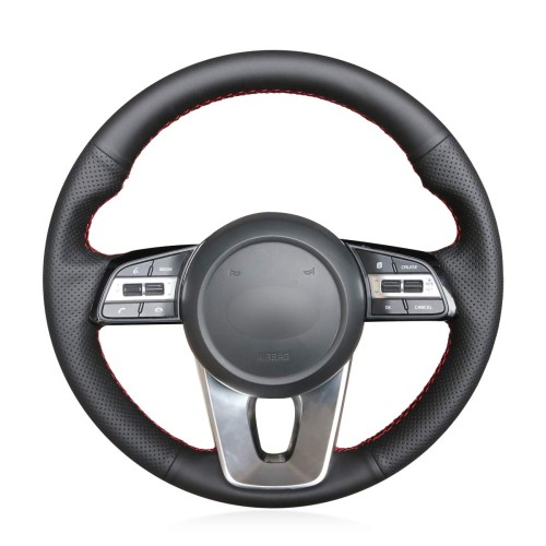 Loncky Auto Custom Fit OEM Black Genuine Leather Steering Wheel Covers for Kia K5 Optima Cee'd Ceed 2019 Forte Cerato (AU) 2018-2019 Accessories