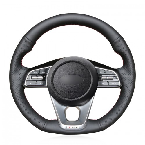 Loncky Auto Custom Fit OEM Black Genuine Leather Steering Wheel Covers for Kia K5 Optima 2019 / Cee'd Ceed GT 2019/ Cee'd Ceed GT-Line 2019 / Forte GT 2019 / Sportage 2019-2020 / ProCeed GT 2019 Accessories