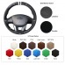 111Loncky Auto Custom Fit OEM Black Genuine Leather Black Suede Steering Wheel Covers for Kia K2 2011 2012 2013 2014 2015 2016 Kia Rio 2012-2017 Kia Rio5 2012-2017 Accessories