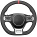 111Loncky Custom Fit Hand Stitched Car Black Genuine Leather Suede Carbon Fiber Steering Wheel Cover for Kia K5 GT GT-Line Sedan 2021 2022 / Kia Optima Interior Accessories