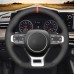 Loncky Custom Fit Hand Stitched Car Black Genuine Leather Suede Carbon Fiber Steering Wheel Cover for Kia K5 GT GT-Line Sedan 2021 2022 / Kia Optima Interior Accessories