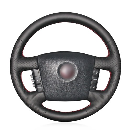 Loncky Auto Custom Fit OEM Black Genuine Leather Steering Wheel Covers for Kia Borrego 2008 2009 2010 2011 2012 2013 2014 2015 Accessories