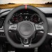 111Loncky Custom Fit Hand Stitched OEM Black Genuine Leather Suede Carbon Fiber Steering Wheel Cover for Kia Stinger GT GT1 GT2 GTS Stinger GT-Line 2018 2019 2020 2021 2022 Car Interior Accessories