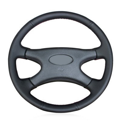 Loncky Black Genuine Leather Custom Fit Car Steering Wheel Cover for Lada Niva 2006 2007 2008 2009 2010 2011 2012 2013 2014 2015 2016 2017 Accessories
