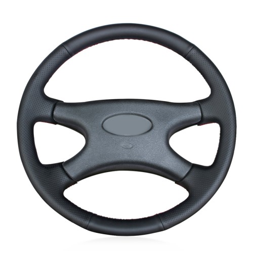 Loncky Black Genuine Leather Custom Fit Car Steering Wheel Cover for Lada Niva 2006 2007 2008 2009 2010 2011 2012 2013 2014 2015 2016 2017 Accessories