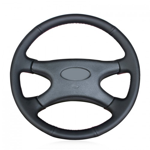 Loncky Black Genuine Leather Custom Fit Car Steering Wheel Cover for Lada Niva 2006 2007 2008 2009 2010 2011 2012 2013 2014 2015 2016 2017 Accessories