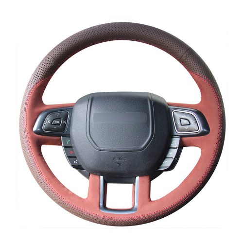 Loncky Auto Custom Fit OEM Genuine Leather Suede Car Steering Wheel Cover for 2012 2013 2014 2015 2016 Land Rover Range Rover Evoque Interior Accessories