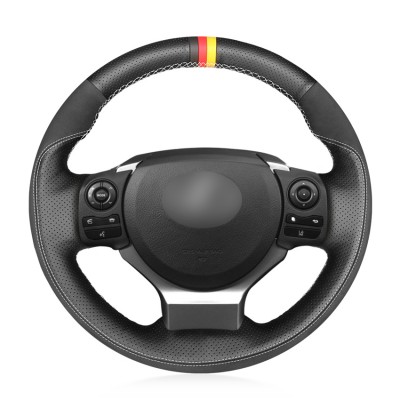 Loncky Auto Custom Fit OEM Black Genuine Leather Suede Car Steering Wheel Cover for Lexus IS200t 2016 2017 IS250 2014 2015 IS300 2016-2019 IS350 2014-2019 IS F-Sport 2014 2015 2016 Accessories Protector