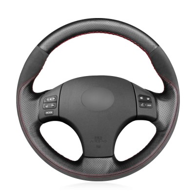 Loncky Auto Custom Fit OEM Black Genuine Leather Black Suede Steering Wheel Covers for Lexus is IS250 IS250C IS300 IS300C IS350 IS350C F Sport 2005-2011 Accessories