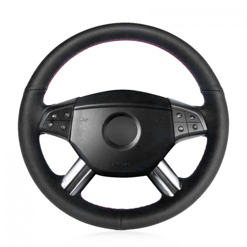 Loncky Auto Custom Fit OEM Black Genuine Leather Steering Wheel Cover for Mercedes Benz M-Class ML350 ML500 ML550 GL-Class GL320 GL450 GL550 R-Class R320 R350 R500 Accessories