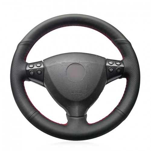 Loncky Car Custom Fit OEM Black Genuine Leather Steering Wheel Cover for Mercedes Benz A-Class A160 A180 E-CELL 2009-2012 Accessories