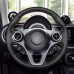 111Loncky Auto Custom Fit OEM Black Genuine Leather Steering Wheel Covers for Smart New Fortwo Forfour 2015 2016 2017 Accessories