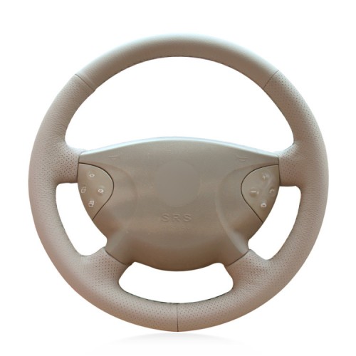 Loncky Auto Custom Fit OEM Beige Genuine Leather Steering Wheel Covers for Mercedes Benz W210 E240 E63 E320 E280 2002-2005 Accessories