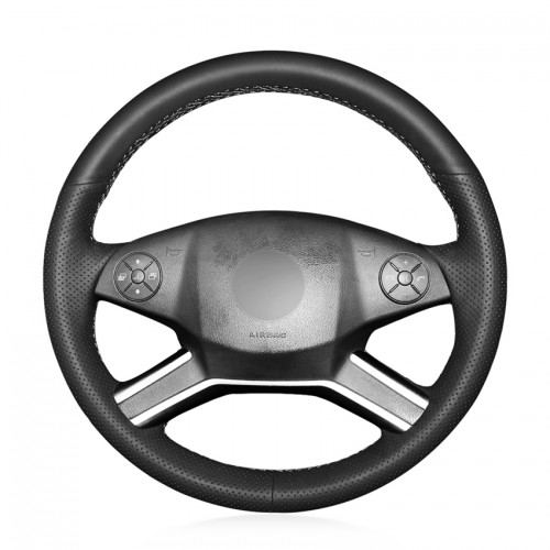 Loncky Auto Custom Fit OEM Black Genuine Leather Steering Wheel Cover for Mercedes Benz GL320 GL350 GL450 GL550/Mercedes Benz ML350 ML550/Mercedes Benz R320 R350 Accessories