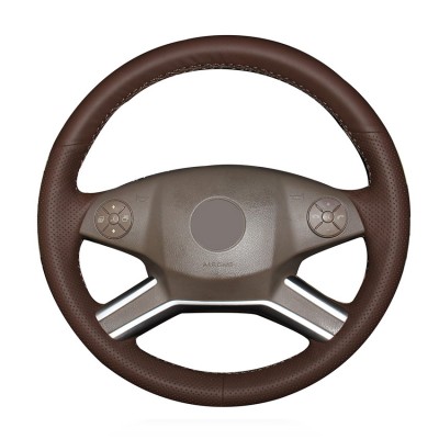 Loncky Auto Custom Fit OEM Palm Red Genuine Leather Steering Wheel Cover for Mercedes Benz GL320 GL350 GL450 GL550 Mercedes Benz ML350 ML550 Mercedes Benz R320 R350 Accessories