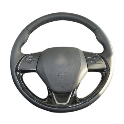 Loncky Auto Custom Fit OEM Black Genuine Leather Car Steering Wheel Cover for Mitsubishi ASX 2016-2019 (EU) Mitsubishi Outlander 2015-2019 (EU) Mitsubishi Mirage 2016-2019 (EU) Mitsubishi Eclipse (Cross) 2017-2019 (EU)