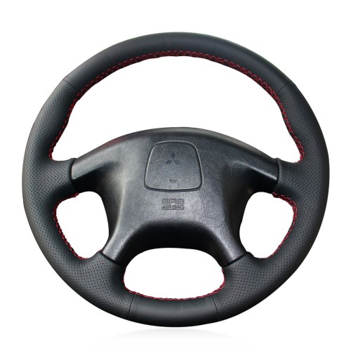 Loncky Auto Custom Fit OEM Black Genuine Leather Car Steering Wheel Cover for Mitsubishi Pajero Old Mitsubishi Pajero Sport Accessories