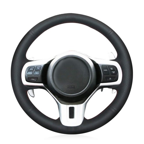 Loncky Auto Custom Fit OEM Black Genuine Leather Steering Wheel Covers for Mitsubishi Lancer 10 EVO Evolution Accessories