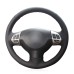 111Loncky Auto Custom Fit OEM Black Genuine Leather Steering Wheel Covers for Mitsubishi Lancer X 10 2007-2015 / Outlander 2006-2013 / ASX 2010-2013 / Colt 2008-2012 / Pajero Sport 2008-2016 / for Citroen C- Crosser 2007-2012 Accessories