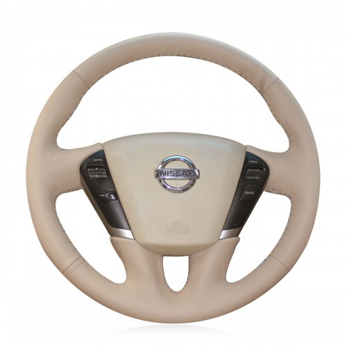  Loncky Auto Custom Fit OEM Beige Genuine Leather Car Steering Wheel Cover for Nissan Murano 2009 2010 2011 2012 2013 2014 Nissan Quest 2011 2012 2013 2014 2015 Accessories