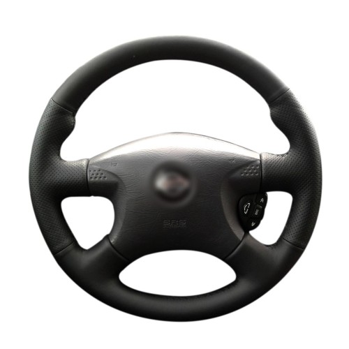 Loncky Auto Custom Fit OEM Black Genuine Leather Car Steering Wheel Cover for Nissan Almera 2000 2001 2002 2003 Accessories 