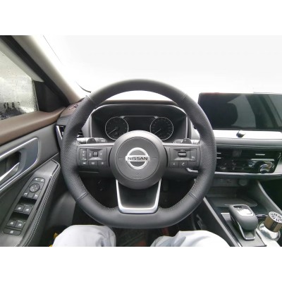 Loncky Auto Custom Fit OEM Black Genuine Leather Suede Car Steering Wheel Cover for Nissan Rogue Pathfinder Qashqai X-Trail 2021 2022 2023 Accessories