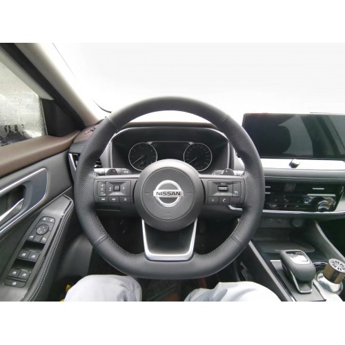 Loncky Auto Custom Fit OEM Black Genuine Leather Suede Car Steering Wheel Cover for Nissan Rogue Pathfinder Qashqai X-Trail 2021 2022 2023 Accessories