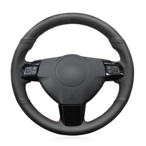 Loncky Auto Custom Fit OEM Black Genuine Leather Steering Wheel Covers for Opel Astra (H) 2004-2009 / Zaflra (B) 2005-2014 / Signum 2005-2009 / Vectra (C) 2005-2009 / Vauxhall Astra 2004-2009 Accessories