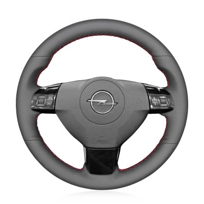 Loncky Auto Custom Fit OEM Black Genuine Leather Car Steering Wheel Cover for Opel Astra 2005 2006 Vauxhall Astra Accessories